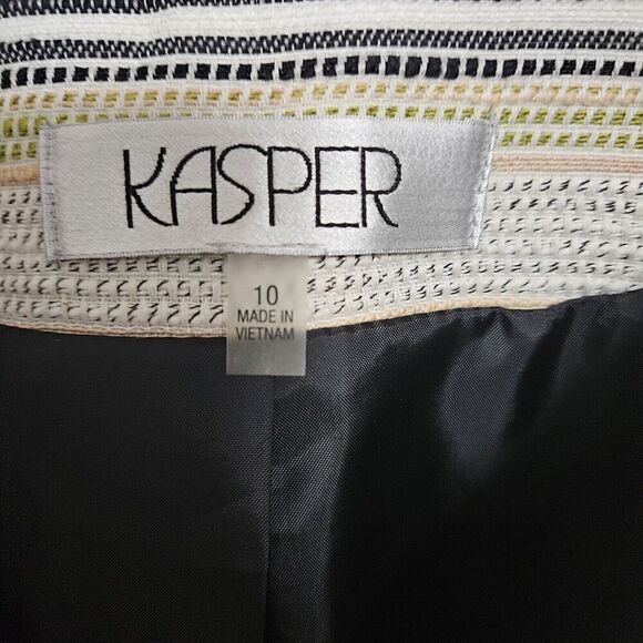 Kasper Open Blazer Jacket lined Womens Size 10 Multi colored Trimmed In black LN - Picture 9 of 13